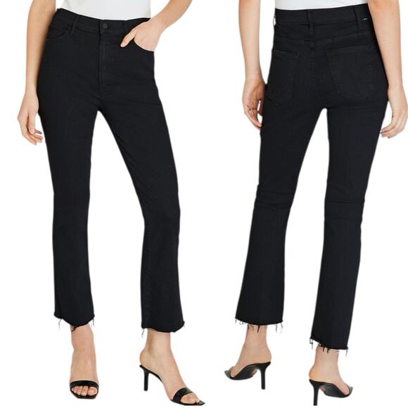 MOTHER The Hustler Ankle Fray Jeans in Not Guilty Black Size 28 Casual High Rise - Picture 1 of 11